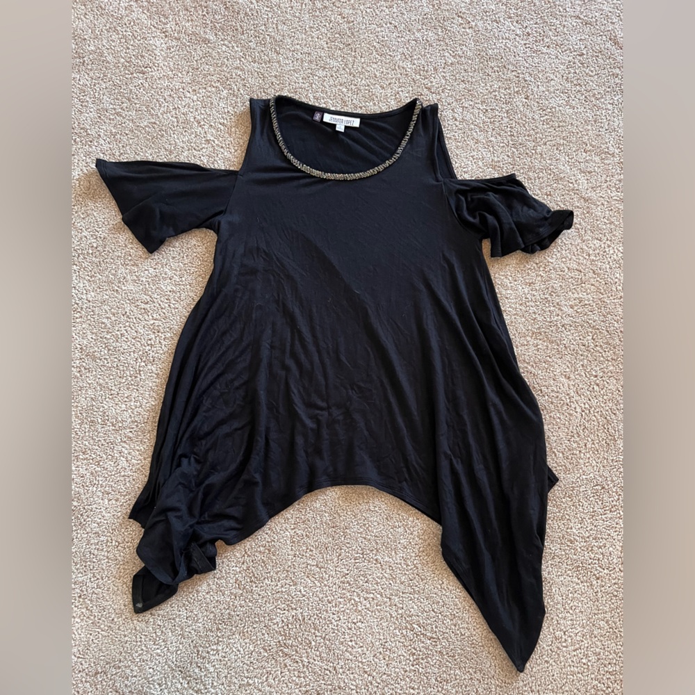 Jennifer Lopez Black Cold Shoulder Blouse